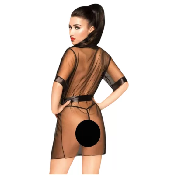 Penthouse Midnight Mirage - Satin-Morgenmantel & Tanga (schwarz) - XL