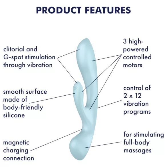 Satisfyer Triple Oh - wiederaufladbarer Vibrator mit Klitorisarm (blau)