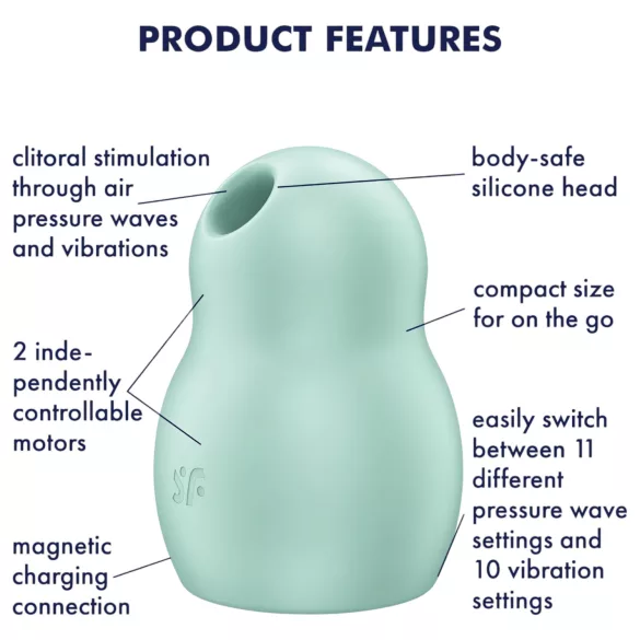 Satisfyer Pro To Go 1 - wiederaufladbarer, luftdruckbasierter Klitoris-Stimulator (Mint)