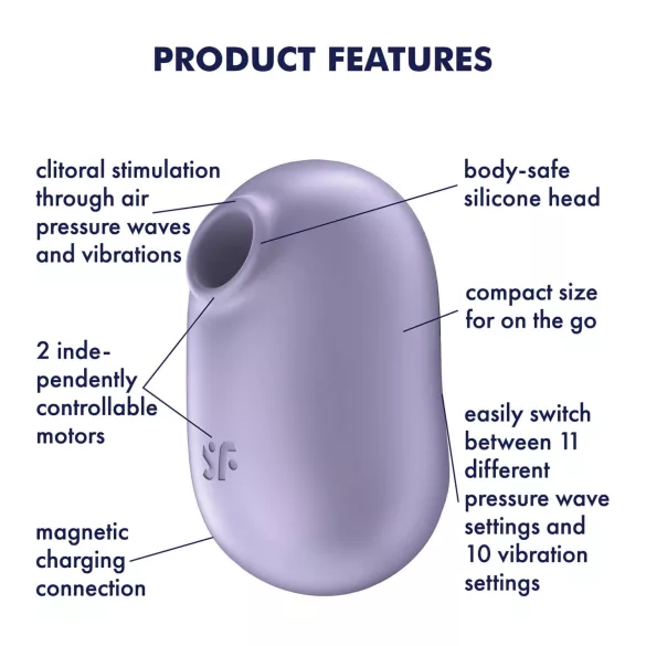 Satisfyer Pro To Go 2 - wiederaufladbarer, luftdruck‑Vibrator für die Klitoris (violett)