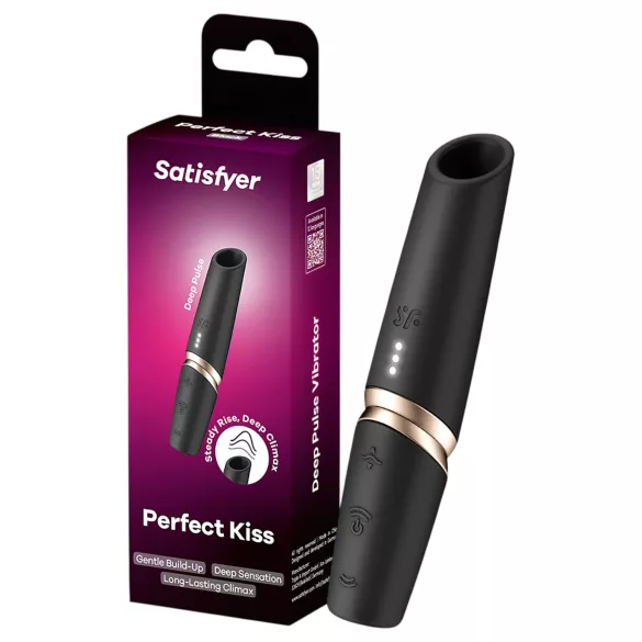 Satisfyer Perfect Kiss - Lippenstift-Vibrator (Schwarz)