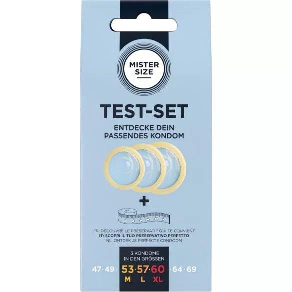 Mister Size Test-Set - Kondom-Testpaket mit Maßband (3 Stk.)
