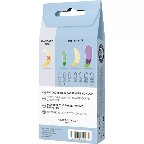 Mister Size Test-Set - Kondom-Testpaket mit Maßband (3 Stk.)