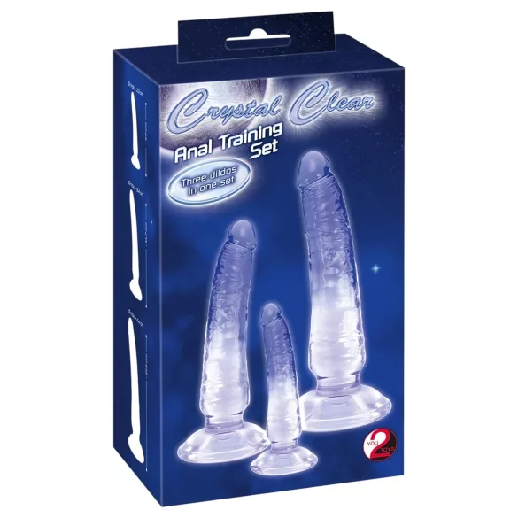 Crystal Clear - Analdildo Trainer Set - 3 Stück (Transparent-Blau)
