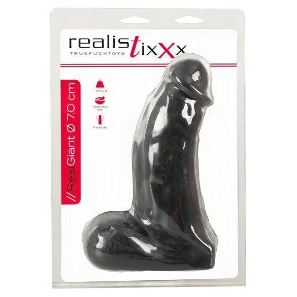 Realistixxx Real Giant - Riesiger Hoden-Dildo - 22 cm (schwarz)