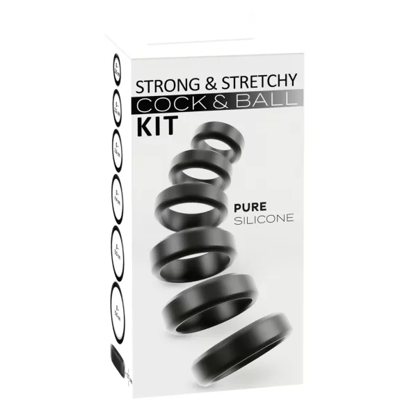 You2Toys - Penis- und Hodenring-Set (schwarz) - 6 Stück