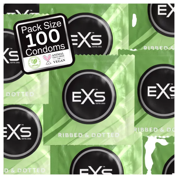 EXS Ribbed & Dotted - geripptes, genopptes Kondom (100 Stk.)