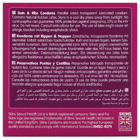 Skins - geripptes und genopptes Kondom (4 Stk)