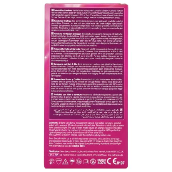 Skins - geripptes und genopptes Kondom (8 Stk.)