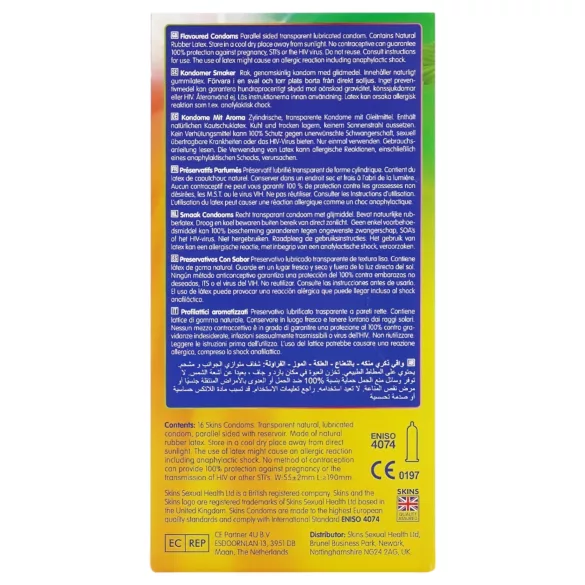 Skins - aromatisierte Kondome - Minze, Kaugummi, Banane, Erdbeere (16 Stk.)