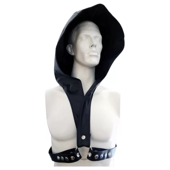 Rouge - Kapuzen-BDSM-Geschirr aus Premium-Kunstleder (schwarz)
