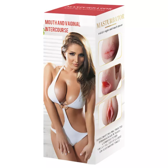 Lonely 2in1 - Masturbator mit künstlicher Vagina und künstlichem Mund (naturfarben)