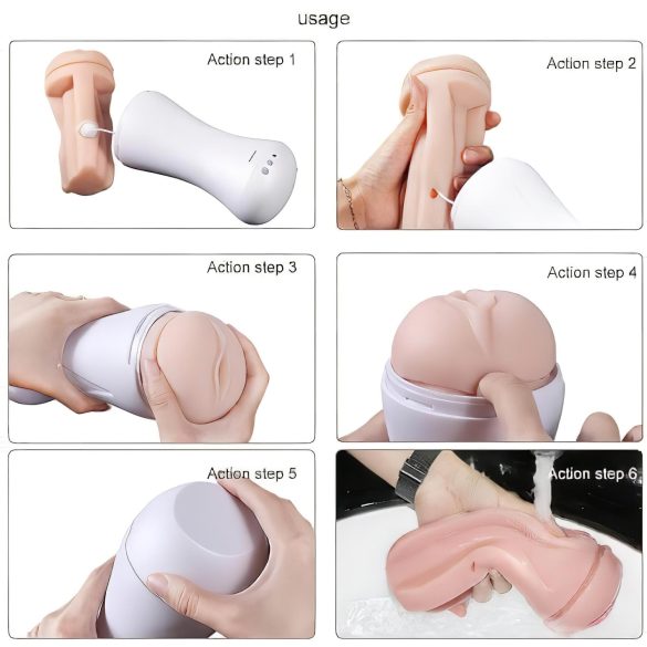 Lonely Happy - Akku-Mösenstimulation mit Stöhnen (weiß-natur)