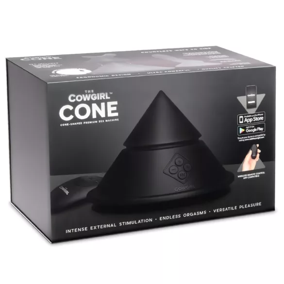 The Cowgirl Cone - App-gesteuerte Premium-Sexmaschine - mit 2 austauschbaren Aufsätzen, 20 Vibrationsmodi (schwarz)