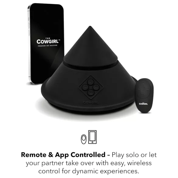 The Cowgirl Cone - App-gesteuerte Premium-Sexmaschine - mit 2 austauschbaren Aufsätzen, 20 Vibrationsmodi (schwarz)