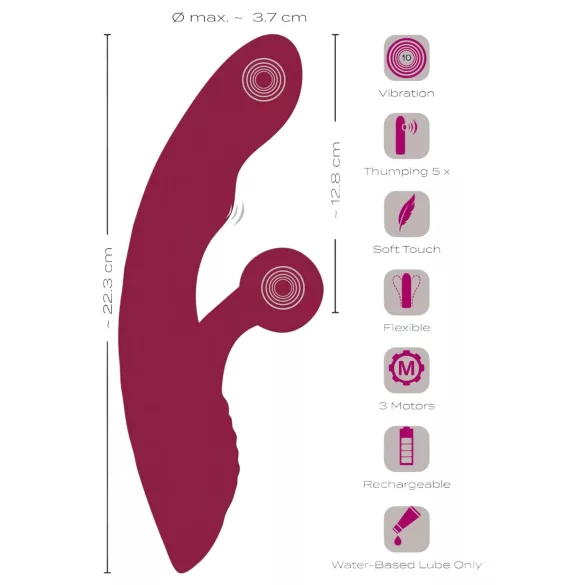Javida 2 Funktion Rabbit - Akku Klitoris-Vibrator (Rot)