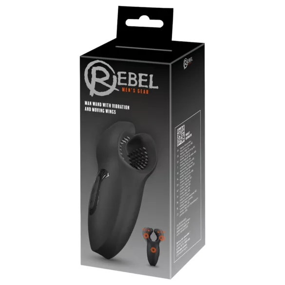 Rebel - Vibrationspenisring mit beweglichem Arm (schwarz)
