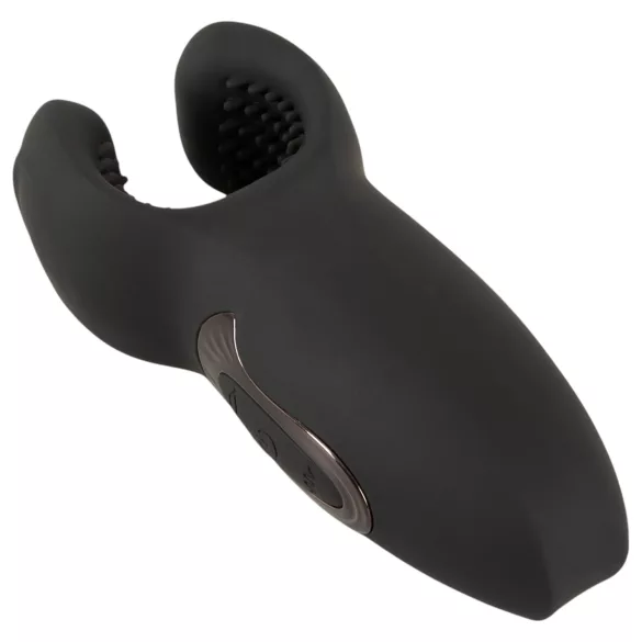 Rebel - Vibrationspenisring mit beweglichem Arm (schwarz)