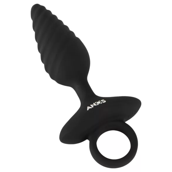 ANOS - Gerippter vibrierender Analplug (schwarz)