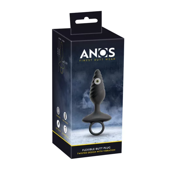 ANOS - Gerippter vibrierender Analplug (schwarz)