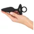 ANOS - Gerippter vibrierender Analplug (schwarz)