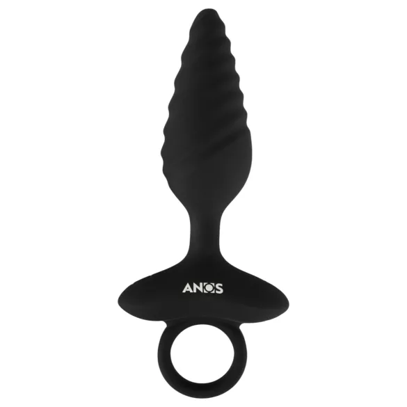 ANOS - Gerippter vibrierender Analplug (schwarz)