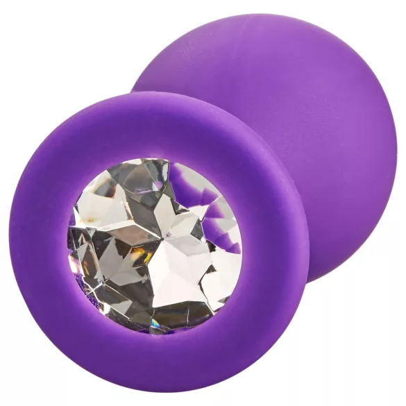 Baseks - Silikon-Analplug mit Kristallstein (lila) - 8 cm