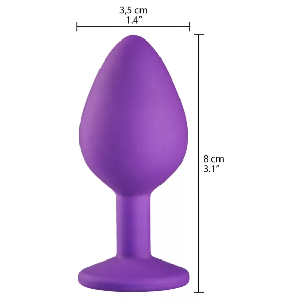 Baseks - Silikon-Analplug mit Kristallstein (lila) - 8 cm