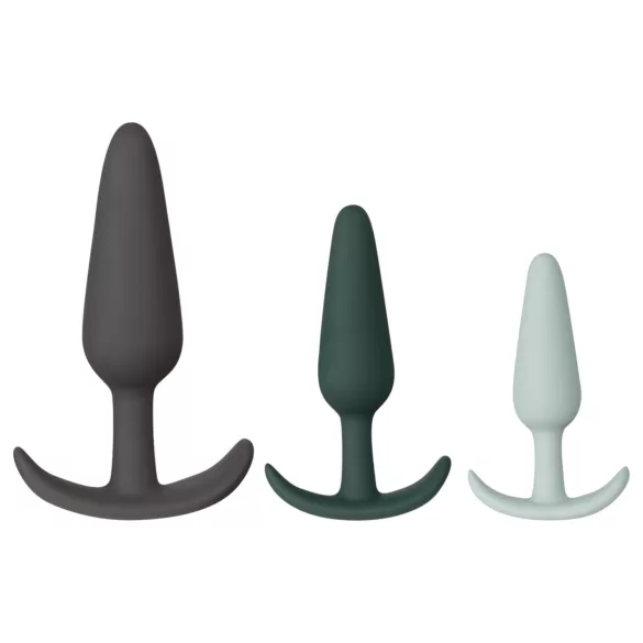 Amaysin - Silikon-Analplug-Set (schwarz und grün) - 3 Stück