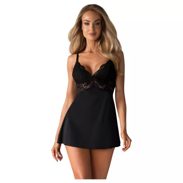Obsessive - Spitzen-Babydoll und Tanga (schwarz)