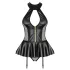 Obsessive - Korsett und String im Lack-Look (schwarz)