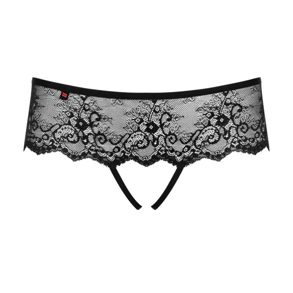 Obsessive Merossa - Strass, offener Damenstring - Schwarz - 2XL/3XL