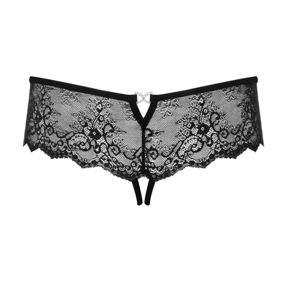 Obsessive Merossa - Strass, offener Damenstring - Schwarz - 2XL/3XL