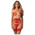 Obsessive Matildea - Spitzen-Strumpfhalter mit Ketten (Rot) - L/XL