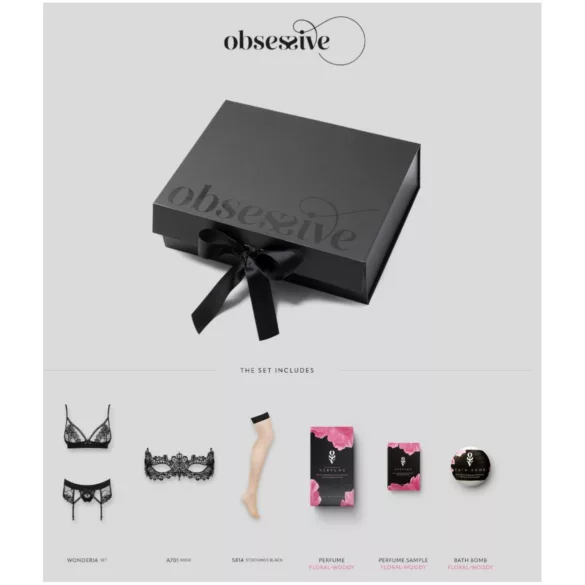 Obsessive Wonderia - Dessous-Geschenkbox - 6-teilig (schwarz) - L/XL