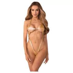   Obsessive Anyya - Body mit Trägern und Ketten in Lederoptik (gold)