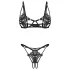 Obsessive Luise - zweiteiliges Dessous-Set mit Tulpenmuster (schwarz)