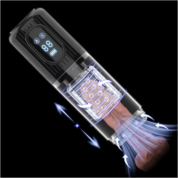 Men's Play - rotierender, saugender, vibrierender Masturbator (schwarz)