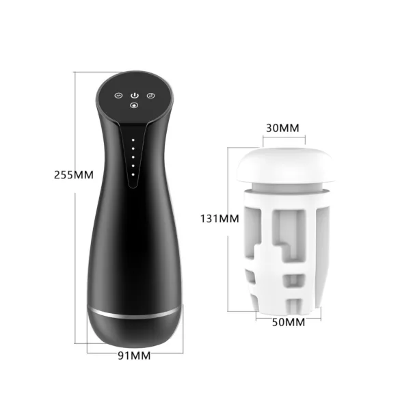Men's Play - saugend vibrierender Masturbator mit Wärmefunktion (schwarz)