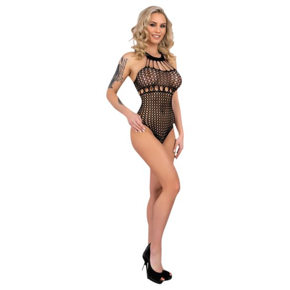 Livco Orvina - Gepunkteter Neckholder-Netzbody - (Schwarz) - S-L