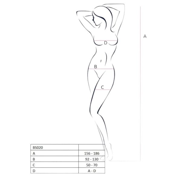 Passion BS020 - Verziertes offenes Overall (schwarz) - S-L