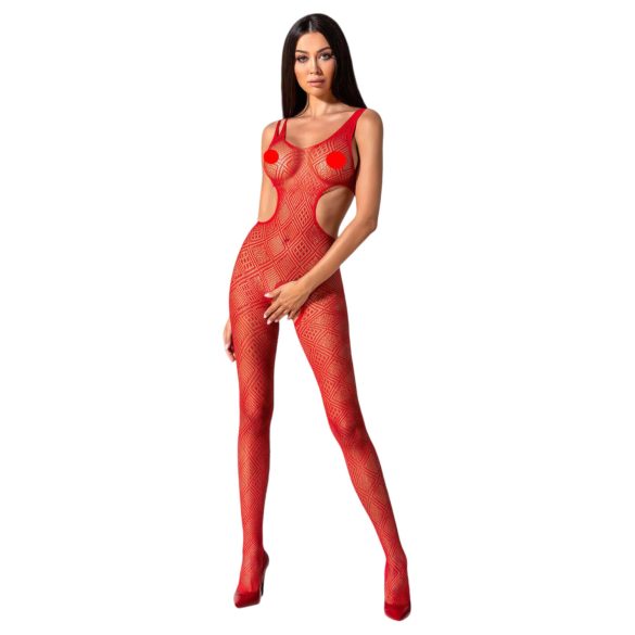 Passion BS085 - Rotes Mosaik-Overall mit Öffnungen - Größe S-L