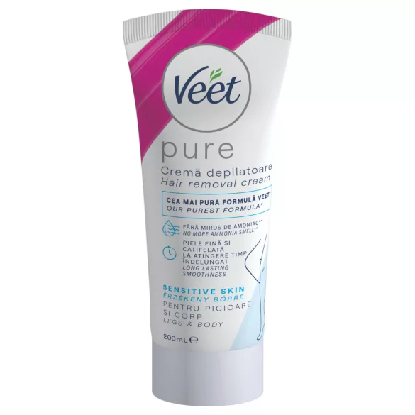 Veet Pure - Haarentfernungscreme für Beine und Körper - für empfindliche Haut (200 ml)