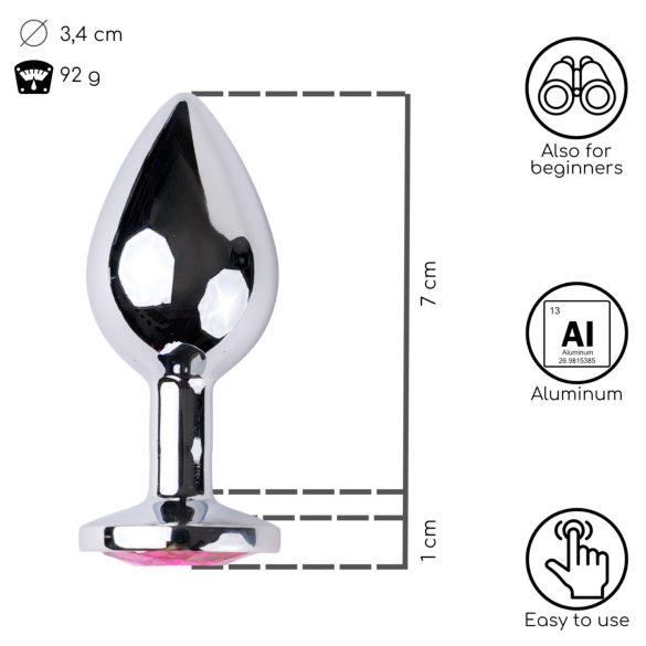 Desirel Pink Juwel M - Anal Plug (Silber-Pink)