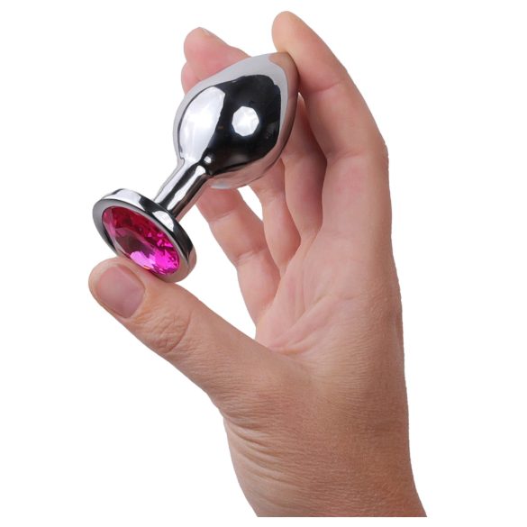 Desirel Pink Juwel M - Anal Plug (Silber-Pink)