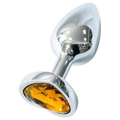   Sunfo - Metall Anal Plug mit herzförmigem goldenem Kristall (Silber)