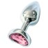 Sunfo - Metall Anal Plug mit Herzförmigem Rosa Stein (Silber)