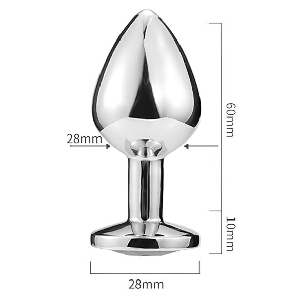 Sunfo - Metall Analplug mit herzförmigem dunkelviolettem Stein (silber)