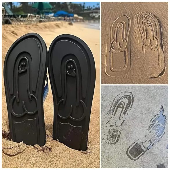 Flip-Flops mit Penis-Muster - Schwarz