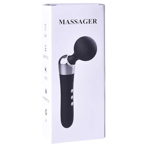 Gekrümmter, wiederaufladbarer Massagestab (schwarz)